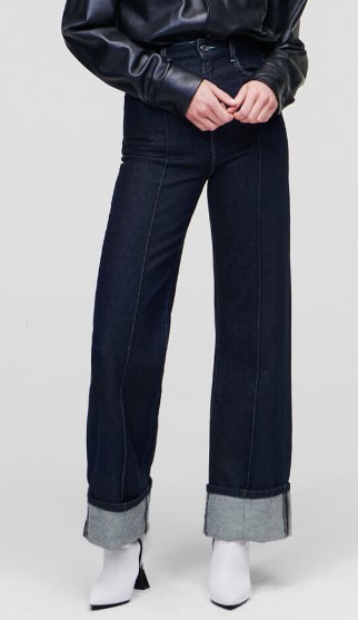 KARL L. wide leg denim w/pin-tuck dark blue
