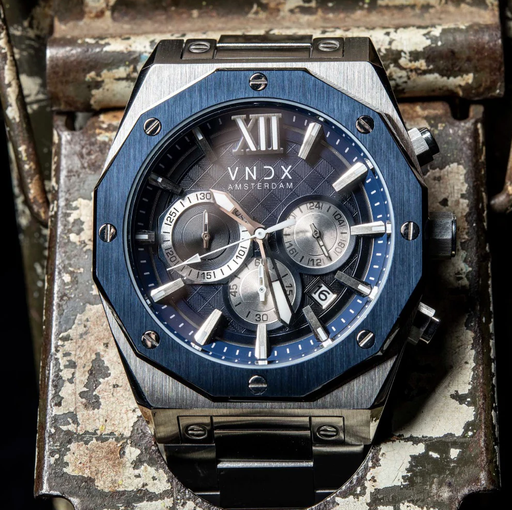 VNDX uurwerk WISE MEN zilver blauw