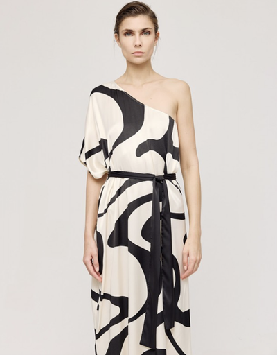 [43-3416-700] ACCESS kleed one-shoulder print